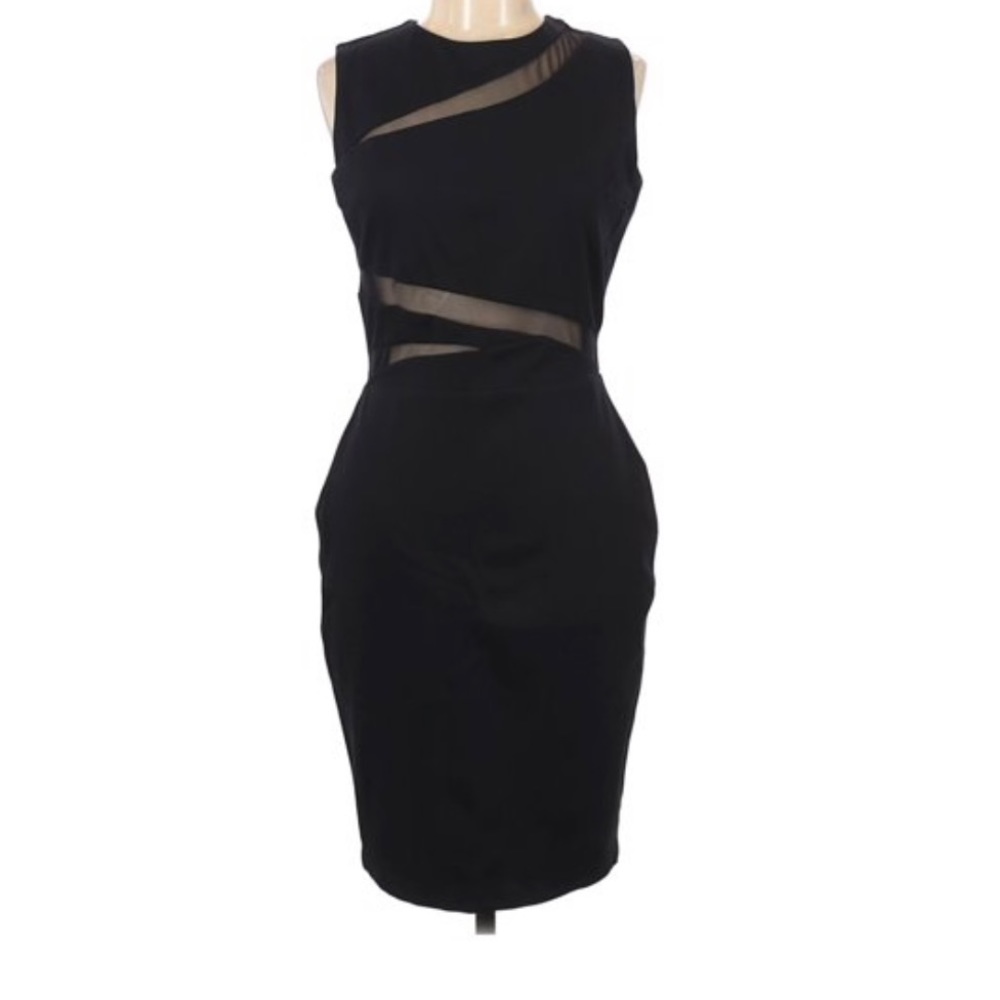 LaPina by David Helwani knit fitted sleeveless sheath dress in black size S